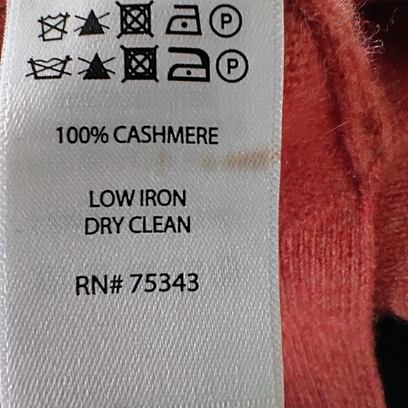 Tahari V-Neck Sweater - Warm Heather Orange Cashmere Sz L - Picture 4 of 6